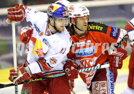 EBEL. Eishockey Bundesliga. KAC gegen EC Red Bull Salzburg. Jeff Shantz, (KAC), Steven Regier (Salzburg). Klagenfurt, am 6.2.2011.
Foto: Kuess 

---
pressefotos, pressefotografie, kuess, qs, qspictures, sport, bild, bilder, bilddatenbank