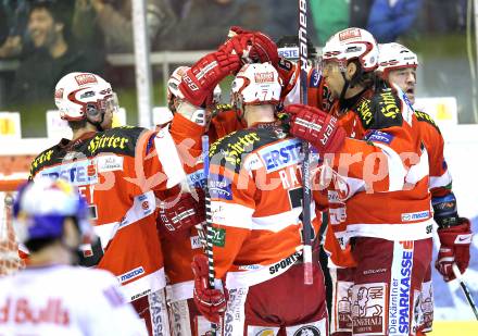 EBEL. Eishockey Bundesliga. KAC gegen EC Red Bull Salzburg. Torjubel KAC). Klagenfurt, am 6.2.2011.
Foto: Kuess 

---
pressefotos, pressefotografie, kuess, qs, qspictures, sport, bild, bilder, bilddatenbank