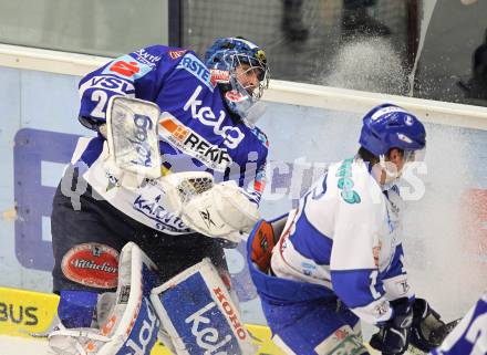 EBEL. Eishockey Bundesliga. EC Rekordfenster VSV gegen KHL Medvescak Zagreb.  Bernhard Starkbaum (VSV),  (Zagreb). Villach, am 8.2.2011.
Foto: Kuess

---
pressefotos, pressefotografie, kuess, qs, qspictures, sport, bild, bilder, bilddatenbank