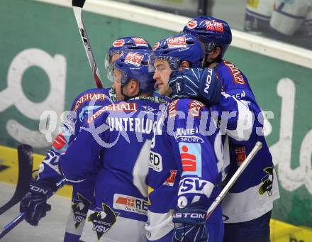 EBEL. Eishockey Bundesliga. EC Rekordfenster VSV gegen KHL Medvescak Zagreb.  Torjubel (VSV),  (Zagreb). Villach, am 8.2.2011.
Foto: Kuess

---
pressefotos, pressefotografie, kuess, qs, qspictures, sport, bild, bilder, bilddatenbank