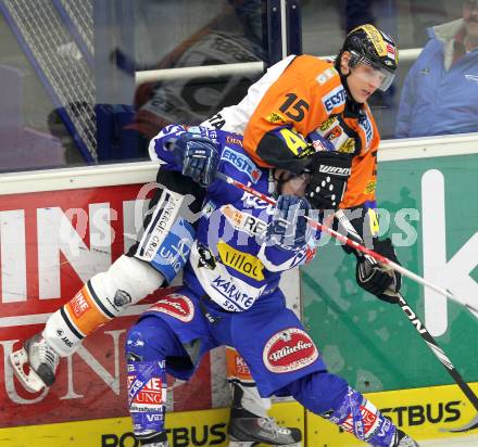 EBEL. Eishockey Bundesliga. EC  VSV gegen Graz 99ers . Nico Toff, (VSV), Matthias Iberer (Graz). Villach, am 11.2.2011.
Foto: Kuess 


---
pressefotos, pressefotografie, kuess, qs, qspictures, sport, bild, bilder, bilddatenbank