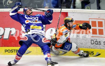 EBEL. Eishockey Bundesliga. EC  VSV gegen Graz 99ers . Marvin Degon,  (VSV), Christoph Harand (Graz). Villach, am 11.2.2011.
Foto: Kuess 


---
pressefotos, pressefotografie, kuess, qs, qspictures, sport, bild, bilder, bilddatenbank