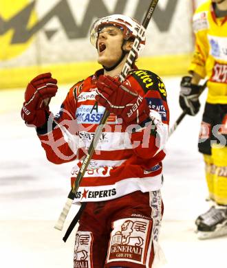 EBEL. Eishockey Bundesliga. KAC gegen EV Vienna Capitals.  Torjubel Stefan Geier (KAC). Klagenfurt, am 13.2.2011.
Foto: Kuess 

---
pressefotos, pressefotografie, kuess, qs, qspictures, sport, bild, bilder, bilddatenbank