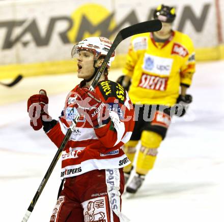 EBEL. Eishockey Bundesliga. KAC gegen EV Vienna Capitals. Torjubel Stefan Geier (KAC). Klagenfurt, am 13.2.2011.
Foto: Kuess 

---
pressefotos, pressefotografie, kuess, qs, qspictures, sport, bild, bilder, bilddatenbank