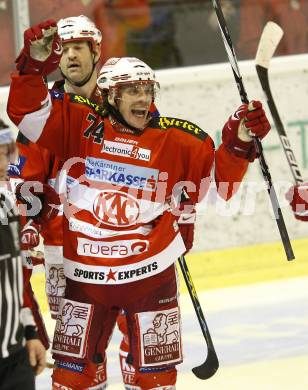 EBEL. Eishockey Bundesliga. KAC gegen EV Vienna Capitals. Torjubel Dieter Kalt. Klagenfurt, am 13.2.2011.
Foto: Kuess 

---
pressefotos, pressefotografie, kuess, qs, qspictures, sport, bild, bilder, bilddatenbank