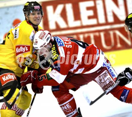 EBEL. Eishockey Bundesliga. KAC gegen EV Vienna Capitals. David Schuller, (KAC), Marcel Rodman (Vienna). Klagenfurt, am 13.2.2011.
Foto: Kuess 

---
pressefotos, pressefotografie, kuess, qs, qspictures, sport, bild, bilder, bilddatenbank