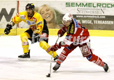 EBEL. Eishockey Bundesliga. KAC gegen EV Vienna Capitals. Stefan Geier, (KAC), Martin Oraze (Vienna). Klagenfurt, am 13.2.2011.
Foto: Kuess 

---
pressefotos, pressefotografie, kuess, qs, qspictures, sport, bild, bilder, bilddatenbank