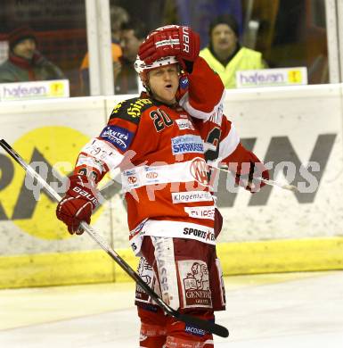 EBEL. Eishockey Bundesliga. KAC gegen EV Vienna Capitals. Torjubel Mike Craig, Thomas Hundertpfund (KAC). Klagenfurt, am 13.2.2011.
Foto: Kuess 

---
pressefotos, pressefotografie, kuess, qs, qspictures, sport, bild, bilder, bilddatenbank