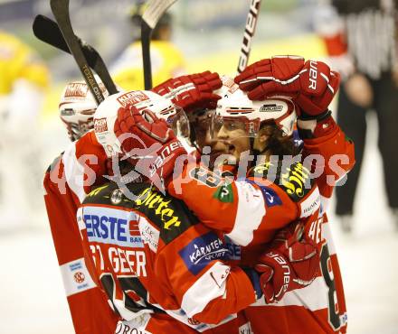 EBEL. Eishockey Bundesliga. KAC gegen EV Vienna Capitals. Torjubel KAC. Klagenfurt, am 13.2.2011.
Foto: Kuess 

---
pressefotos, pressefotografie, kuess, qs, qspictures, sport, bild, bilder, bilddatenbank