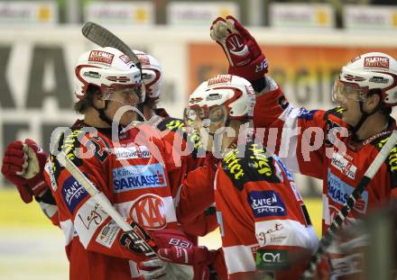 EBEL. Eishockey Bundesliga. KAC gegen SAPA Fehervar AV19. Torjubel  (KAC). Klagenfurt, am 15.2.2011.
Foto: Kuess
---
pressefotos, pressefotografie, kuess, qs, qspictures, sport, bild, bilder, bilddatenbank