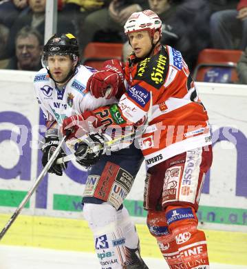 EBEL. Eishockey Bundesliga. KAC gegen SAPA Fehervar AV19. Mike Craig(KAC), Arpad Mihaly (Alba Volan). Klagenfurt, am 15.2.2011.
Foto: Kuess
---
pressefotos, pressefotografie, kuess, qs, qspictures, sport, bild, bilder, bilddatenbank