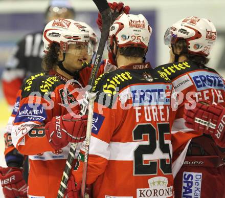 EBEL. Eishockey Bundesliga. KAC gegen SAPA Fehervar AV19. Torjubel (KAC). Klagenfurt, am 15.2.2011.
Foto: Kuess
---
pressefotos, pressefotografie, kuess, qs, qspictures, sport, bild, bilder, bilddatenbank