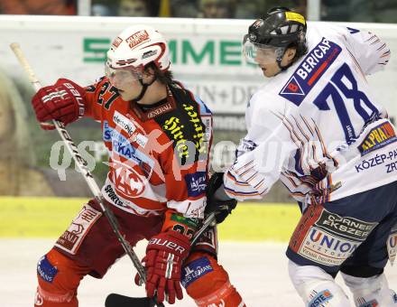 EBEL. Eishockey Bundesliga. KAC gegen SAPA Fehervar AV19. Thomas Hundertpfund (KAC), Artyom Vaszjunyin (Alba Volan). Klagenfurt, am 15.2.2011.
Foto: Kuess
---
pressefotos, pressefotografie, kuess, qs, qspictures, sport, bild, bilder, bilddatenbank