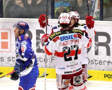 EBEL. Eishockey Bundesliga. EC  VSV gegen KAC.  Torjubel KAC. Villach, am 18.2.2011.
Foto: Kuess 


---
pressefotos, pressefotografie, kuess, qs, qspictures, sport, bild, bilder, bilddatenbank