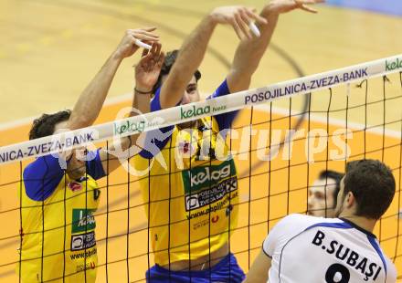 Volleyball. Challenge Cup. SK Aich/Dob gegen Arkas Izmir (TUR). Koch Robert, Kirchev Petar (Aich/Dob). Prevalje, 22.2.2011.
Foto: Kuess

---
pressefotos, pressefotografie, kuess, qs, qspictures, sport, bild, bilder, bilddatenbank