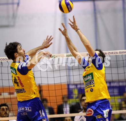 Volleyball. Challenge Cup. SK Aich/Dob gegen Arkas Izmir (TUR). Kirchev Petar, Koch Robert (Aich/Dob). Prevalje, 22.2.2011.
Foto: Kuess


---
pressefotos, pressefotografie, kuess, qs, qspictures, sport, bild, bilder, bilddatenbank