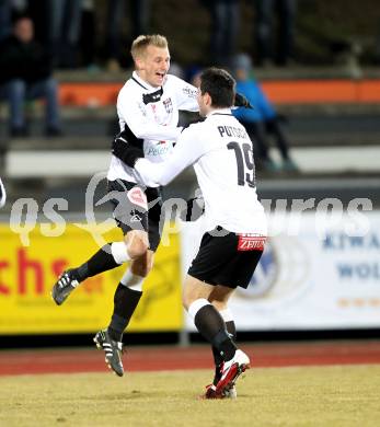 Fussball Erste Liga. WAC/St. Andrae gegen SV Groedig. Torjubel Manuel Kerhe, Roland Putsche (WAC). Wolfsberg, 25.2.2011
Foto: Kuess

---
pressefotos, pressefotografie, kuess, qs, qspictures, sport, bild, bilder, bilddatenbank