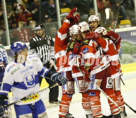 EBEL. Eishockey Bundesliga. KAC gegen KHL Medvescak Zagreb. Jubel (KAC). Klagenfurt, am 27.2.2011.
Foto: Kuess 

---
pressefotos, pressefotografie, kuess, qs, qspictures, sport, bild, bilder, bilddatenbank