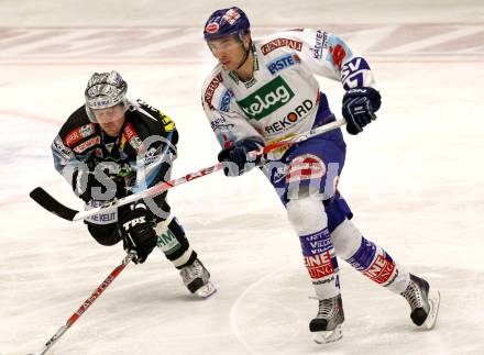 EBEL. Eishockey Bundesliga. EC  VSV gegen EHC LIWEST Linz. Joshua Langfeld,  (VSV), Rob Shearer (Linz). Villach, am 27.2.2011.
Foto: Kuess 


---
pressefotos, pressefotografie, kuess, qs, qspictures, sport, bild, bilder, bilddatenbank