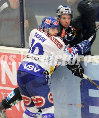 EBEL. Eishockey Bundesliga. EC  VSV gegen EHC LIWEST Linz. Derek Damon, (VSV), CASHMAN Reid (Linz). Villach, am 27.2.2011.
Foto: Kuess 


---
pressefotos, pressefotografie, kuess, qs, qspictures, sport, bild, bilder, bilddatenbank