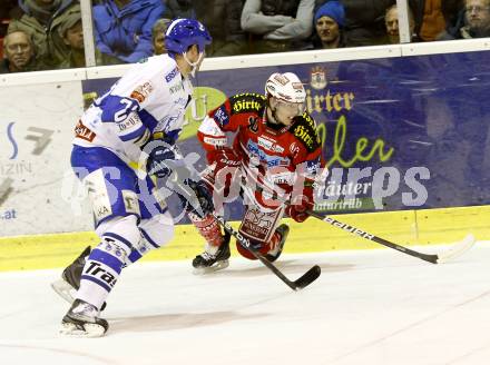 EBEL. Eishockey Bundesliga. KAC gegen KHL Medvescak Zagreb. SCOFIELD Tyler (KAC), PRPIC Joel (Zagreb). Klagenfurt, am 27.2.2011.
Foto: Kuess 

---
pressefotos, pressefotografie, kuess, qs, qspictures, sport, bild, bilder, bilddatenbank