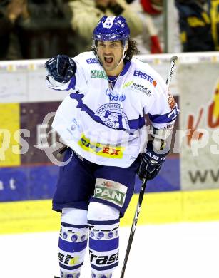 EBEL. Eishockey Bundesliga. KAC gegen KHL Medvescak Zagreb. Jubel BANHAM Frank  (Zagreb). Klagenfurt, am 27.2.2011.
Foto: Kuess 

---
pressefotos, pressefotografie, kuess, qs, qspictures, sport, bild, bilder, bilddatenbank