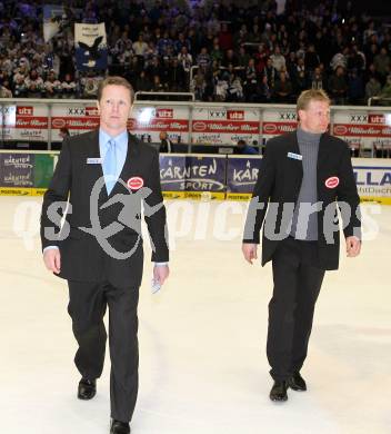 EBEL. Eishockey Bundesliga. EC  VSV gegen EHC LIWEST Linz.  Trainer MIke Stewart, Co-Trainer Guenther Lanzinger (VSV). Villach, am 27.2.2011.
Foto: Kuess 


---
pressefotos, pressefotografie, kuess, qs, qspictures, sport, bild, bilder, bilddatenbank