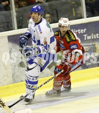 EBEL. Eishockey Bundesliga. KAC gegen KHL Medvescak Zagreb. SCHELLANDER Paul (KAC), PRPIC Joel (Zagreb). Klagenfurt, am 27.2.2011.
Foto: Kuess 

---
pressefotos, pressefotografie, kuess, qs, qspictures, sport, bild, bilder, bilddatenbank