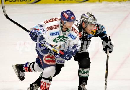 EBEL. Eishockey Bundesliga. EC  VSV gegen EHC LIWEST Linz.  Marvin Degon (VSV), PURDIE Bradley (Linz). Villach, am 27.2.2011.
Foto: Kuess 


---
pressefotos, pressefotografie, kuess, qs, qspictures, sport, bild, bilder, bilddatenbank