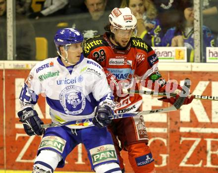 EBEL. Eishockey Bundesliga. EC KAC gegen KHL Medvescak Zagreb. Christoph Brandner (KAC), SERTICH Andy (Zagreb). Klagenfurt, am 3.3.2011.
Foto: Kuess 

---
pressefotos, pressefotografie, kuess, qs, qspictures, sport, bild, bilder, bilddatenbank