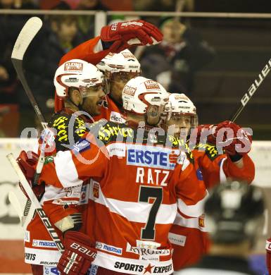 EBEL. Eishockey Bundesliga. EC KAC gegen KHL Medvescak Zagreb. Torjubel KAC. Klagenfurt, am 3.3.2011.
Foto: Kuess 

---
pressefotos, pressefotografie, kuess, qs, qspictures, sport, bild, bilder, bilddatenbank