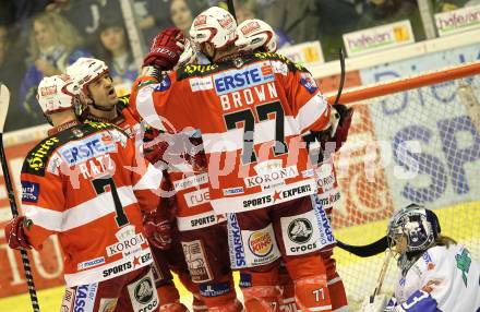 EBEL. Eishockey Bundesliga. EC KAC gegen KHL Medvescak Zagreb. Torjubel KAC. Klagenfurt, am 3.3.2011.
Foto: Kuess 

---
pressefotos, pressefotografie, kuess, qs, qspictures, sport, bild, bilder, bilddatenbank