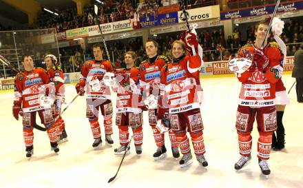 EBEL. Eishockey Bundesliga. EC KAC gegen KHL Medvescak Zagreb. Jubel KAC. Klagenfurt, am 3.3.2011.
Foto: Kuess 

---
pressefotos, pressefotografie, kuess, qs, qspictures, sport, bild, bilder, bilddatenbank