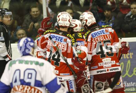 EBEL. Eishockey Bundesliga. EC KAC gegen KHL Medvescak Zagreb. Torjubel KAC). Klagenfurt, am 3.3.2011.
Foto: Kuess 

---
pressefotos, pressefotografie, kuess, qs, qspictures, sport, bild, bilder, bilddatenbank