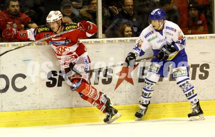 EBEL. Eishockey Bundesliga. EC KAC gegen KHL Medvescak Zagreb. Paul Schellander (KAC), RENDULIC Borna (Zagreb). Klagenfurt, am 3.3.2011.
Foto: Kuess 

---
pressefotos, pressefotografie, kuess, qs, qspictures, sport, bild, bilder, bilddatenbank