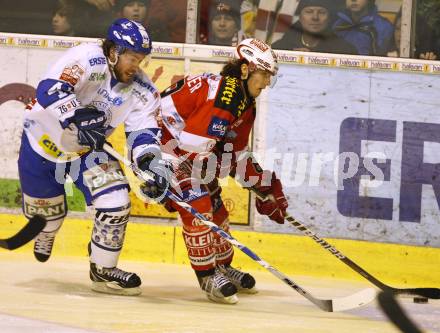 EBEL. Eishockey Bundesliga. EC KAC gegen KHL Medvescak Zagreb. Raphael Herburger (KAC), MACAULAY Kenneth (Zagreb). Klagenfurt, am 3.3.2011.
Foto: Kuess 

---
pressefotos, pressefotografie, kuess, qs, qspictures, sport, bild, bilder, bilddatenbank