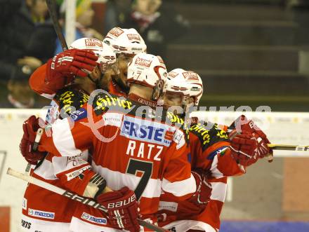 EBEL. Eishockey Bundesliga. EC KAC gegen KHL Medvescak Zagreb. Torjubel KAC. Klagenfurt, am 3.3.2011.
Foto: Kuess 

---
pressefotos, pressefotografie, kuess, qs, qspictures, sport, bild, bilder, bilddatenbank