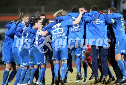 Fussball. Erste Liga. WAC/St. Andrae gegen FC Lustenau. Jubel Lustenau. Wolfsberg, 4.3.2011.
Foto: Kuess

---
pressefotos, pressefotografie, kuess, qs, qspictures, sport, bild, bilder, bilddatenbank