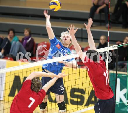 Volleyball AVL. VBL Woerthersee Loewen gegen Hypo Tirol Volleyballteam. Toni Kankaanpaepae (Tirol). Klagenfurt, am 5.3.2011.
Foto: Kuess 
---
pressefotos, pressefotografie, kuess, qs, qspictures, sport, bild, bilder, bilddatenbank