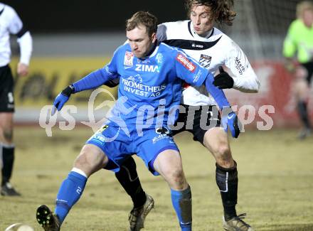 Fussball. Erste Liga. WAC/St. Andrae gegen FC Lustenau. Dario Baldauf, (WAC), Patrick Seeger (Lustenau). Wolfsberg, 4.3.2011.
Foto: Kuess

---
pressefotos, pressefotografie, kuess, qs, qspictures, sport, bild, bilder, bilddatenbank