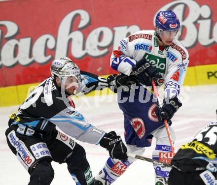 EBEL. Eishockey Bundesliga. EC  VSV gegen EHC LIWEST Linz. Michael Raffl,  (VSV), Reid Cashman (Linz). Villach, am 8.3.2011.
Foto: Kuess 


---
pressefotos, pressefotografie, kuess, qs, qspictures, sport, bild, bilder, bilddatenbank