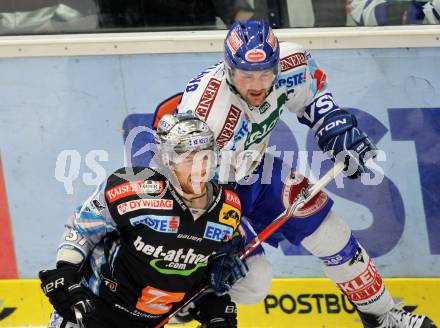 EBEL. Eishockey Bundesliga. EC  VSV gegen EHC LIWEST Linz.  Jonathan Ferland, (VSV), Aaron McKenzie (Linz). Villach, am 8.3.2011.
Foto: Kuess 


---
pressefotos, pressefotografie, kuess, qs, qspictures, sport, bild, bilder, bilddatenbank