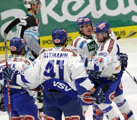 EBEL. Eishockey Bundesliga. EC  VSV gegen EHC LIWEST Linz. Torjubel VSV. Villach, am 8.3.2011.
Foto: Kuess 


---
pressefotos, pressefotografie, kuess, qs, qspictures, sport, bild, bilder, bilddatenbank