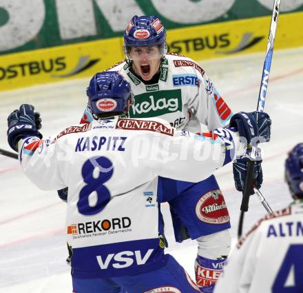 EBEL. Eishockey Bundesliga. EC  VSV gegen EHC LIWEST Linz. Torjubel Nico Toff  (VSV). Villach, am 8.3.2011.
Foto: Kuess 


---
pressefotos, pressefotografie, kuess, qs, qspictures, sport, bild, bilder, bilddatenbank