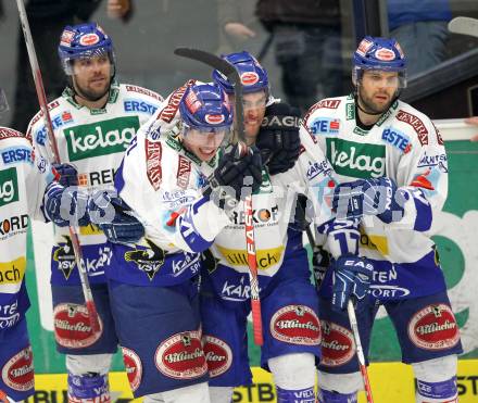 EBEL. Eishockey Bundesliga. EC  VSV gegen EHC LIWEST Linz.  Torjubel VSV. Villach, am 8.3.2011.
Foto: Kuess 


---
pressefotos, pressefotografie, kuess, qs, qspictures, sport, bild, bilder, bilddatenbank