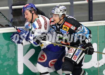 EBEL. Eishockey Bundesliga. EC  VSV gegen EHC LIWEST Linz.  Marvin Degon,  (VSV),  Martin Grabher Meier (Linz). Villach, am 8.3.2011.
Foto: Kuess 


---
pressefotos, pressefotografie, kuess, qs, qspictures, sport, bild, bilder, bilddatenbank