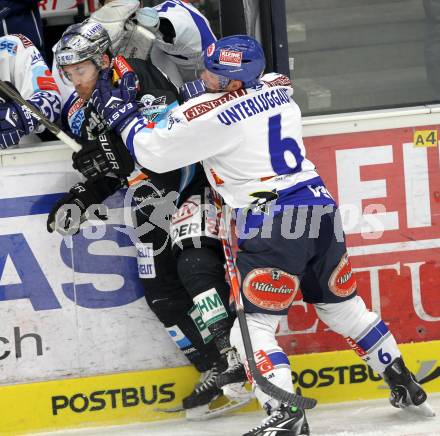 EBEL. Eishockey Bundesliga. EC  VSV gegen EHC LIWEST Linz. Gerhard Unterluggauer,  (VSV), Brad Purdie (Linz). Villach, am 8.3.2011.
Foto: Kuess 


---
pressefotos, pressefotografie, kuess, qs, qspictures, sport, bild, bilder, bilddatenbank