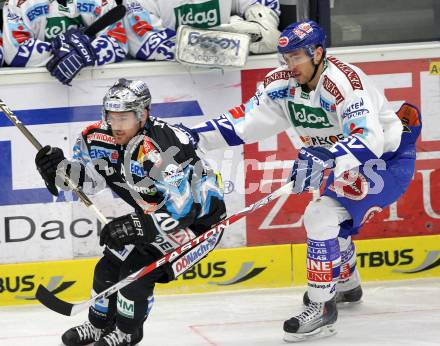 EBEL. Eishockey Bundesliga. EC  VSV gegen EHC LIWEST Linz. Joshua Langfeld,  (VSV), Brad Purdie (Linz). Villach, am 8.3.2011.
Foto: Kuess 


---
pressefotos, pressefotografie, kuess, qs, qspictures, sport, bild, bilder, bilddatenbank