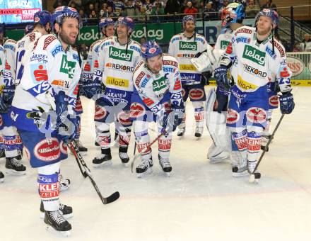 EBEL. Eishockey Bundesliga. EC  VSV gegen EHC LIWEST Linz. Jubel VSV. Villach, am 8.3.2011.
Foto: Kuess 


---
pressefotos, pressefotografie, kuess, qs, qspictures, sport, bild, bilder, bilddatenbank