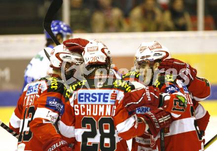 EBEL. Eishockey Bundesliga. KAC gegen KHL Medvescak Zagreb. Torjubel (KAC)). Klagenfurt, am 8.3.2011.
Foto: Kuess 

---
pressefotos, pressefotografie, kuess, qs, qspictures, sport, bild, bilder, bilddatenbank